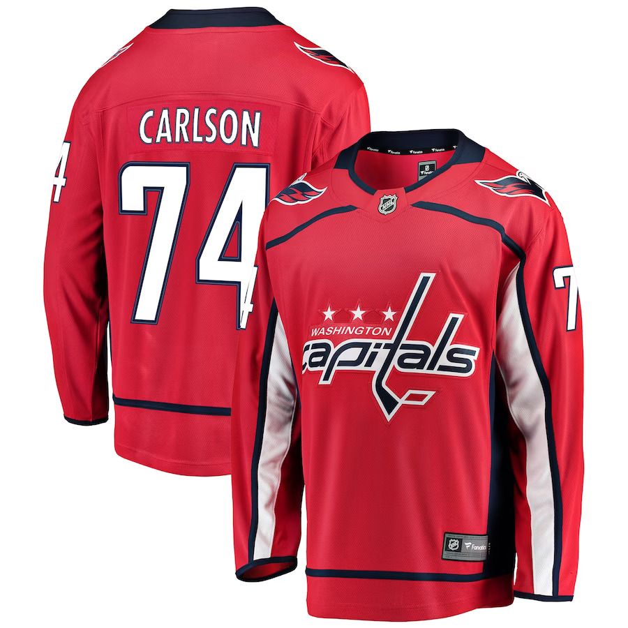 Men Washington Capitals 74 John Carlson Fanatics Branded Red Home Breakaway Player NHL Jersey
